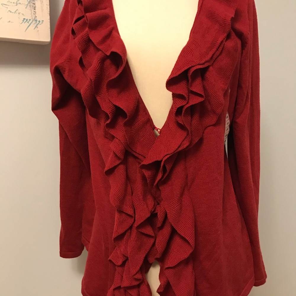 New Soft ruffled cardigan women’s large